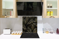 Toughened glass backsplash – Art glass design printed glass splashback NBS11 Tropical Leaves Series: Exotic pattern 1