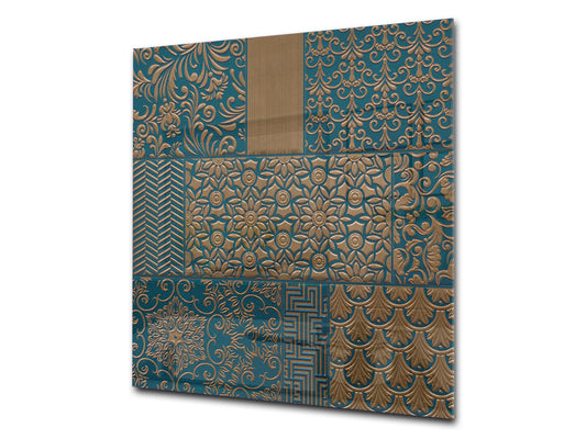 Printed tempered glass backsplash – Glass kitchen splashback NBS06 Textures and tiles 2 Series: Indian style patchwork