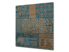 Printed tempered glass backsplash – Glass kitchen splashback NBS06 Textures and tiles 2 Series: Indian style patchwork