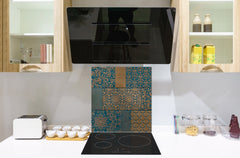 Printed tempered glass backsplash – Glass kitchen splashback NBS06 Textures and tiles 2 Series: Indian style patchwork