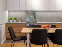 Stylish Tempered glass backsplash – Glass kitchen splashback – Glass upstand NBS01 Marbles 1 Series: Marble waves