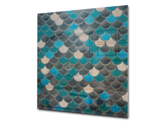Printed tempered glass backsplash – Glass kitchen splashback NBS06 Textures and tiles 2 Series: Fish scales pattern