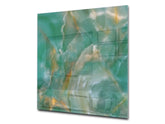 Stylish Tempered glass backsplash – Glass kitchen splashback – Glass upstand NBS01 Marbles 1 Series: Green onyx
