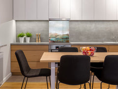 Printed Tempered glass wall art – Glass kitchen backsplash NBS12 Paintings Series: Delicate landscape