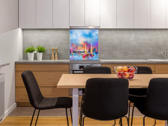 Printed Tempered glass wall art – Glass kitchen backsplash NBS12 Paintings Series: Impressionist seascape