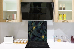 Toughened glass backsplash – Art glass design printed glass splashback NBS11 Tropical Leaves Series: Leafy wallpaper