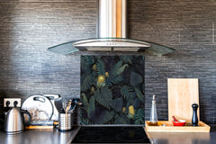 Toughened glass backsplash – Art glass design printed glass splashback NBS11 Tropical Leaves Series: Leafy wallpaper