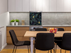 Toughened glass backsplash – Art glass design printed glass splashback NBS11 Tropical Leaves Series: Leafy wallpaper
