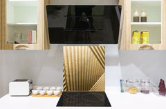 Stylish Tempered glass backsplash – Glass kitchen splashback – Glass upstand NBS08 Golden Waves Series: Golden art deco