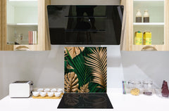 Toughened glass backsplash – Art glass design printed glass splashback NBS11 Tropical Leaves Series: Creative nature