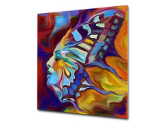 Printed Tempered glass wall art – Glass kitchen backsplash NBS12 Paintings Series: Abstract human portrait