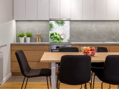 Toughened glass backsplash – Art glass design printed glass splashback NBS11 Tropical Leaves Series: Summer concept