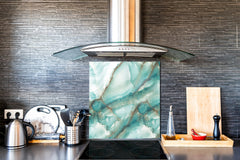 Stylish Tempered glass backsplash – Glass kitchen splashback – Glass upstand NBS01 Marbles 1 Series: Cold blue onyx