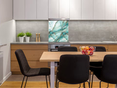Stylish Tempered glass backsplash – Glass kitchen splashback – Glass upstand NBS01 Marbles 1 Series: Cold blue onyx