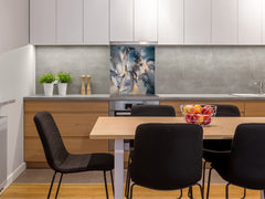 Protector contra salpicaduras de vidrio templado BS 12 Texturas blancas y grises Serie: Cuadrados de geometría 2