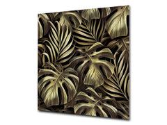 Toughened glass backsplash – Art glass design printed glass splashback NBS11 Tropical Leaves Series: Exotic vintage