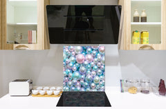 Unique Glass kitchen panel – Tempered Glass backsplash – Art design Glass Upstand NBS09 Colourful Variety Series: Shiny pearls 2