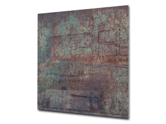 Toughened glass backsplash – Art glass design printed glass splashback NBS04 Rusted textures Series: Vintage rusted metal