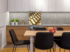 Paraschizzi vetro rinforzato – Paraspruzzi artistico stampato su vetro BS12 Trame bianche e grigi: Geometry Squares 2