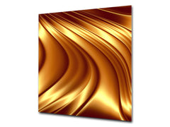 Stylish Tempered glass backsplash – Glass kitchen splashback – Glass upstand NBS08 Golden Waves Series: Liquid gold 2
