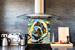 Printed Tempered glass wall art – Glass kitchen backsplash NBS12 Paintings Series: Stained glass
