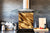 Stylish Tempered glass backsplash – Glass kitchen splashback – Glass upstand NBS08 Golden Waves Series: Golden fabric texture