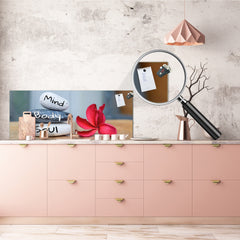 Wide-format glass kitchen panel with and w/o stainless steel metal back-coating: Holistic Zen