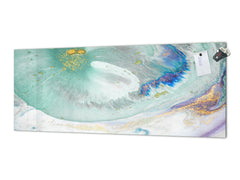 Wide-format glass kitchen panel with and w/o stainless steel metal back-coating: Natural Luxury