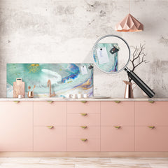 Wide-format glass kitchen panel with and w/o stainless steel metal back-coating: Natural Luxury