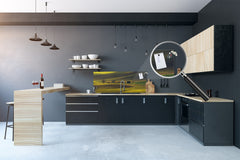 Wide-format glass kitchen panel with and w/o stainless steel metal back-coating: Rolling Spring