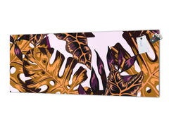 Glass kitchen panel with and w/o stainless steel back-coating: Tropical leaves