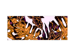 Glass kitchen panel with and w/o stainless steel back-coating: Tropical leaves
