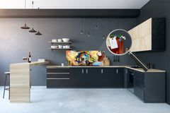 Glass kitchen panel with and w/o stainless steel back-coating: Stained Glass mysticism