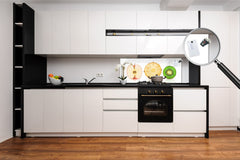 Glass kitchen panel with and w/o stainless steel back-coating: Half fruits 2