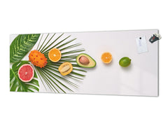 Glass backsplash w/ and w/o metal sheet backing with magnetic properties: Crreative Tropical mix