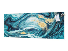 Glass backsplash w/ and w/o metal sheet backing with magnetic properties: Ocean briefing art 3