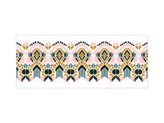 Glass backsplash w/ and w/o metal sheet backing with magnetic properties: Aztec design