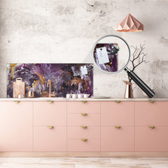 Large format horizontal backsplash - magnetic and non magnetic tempered glass: Abstract oil paint
