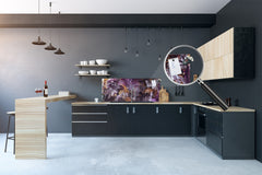 Large format horizontal backsplash - magnetic and non magnetic tempered glass: Abstract oil paint