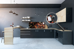 Large format horizontal backsplash - magnetic and non magnetic tempered glass: Colorful Koi