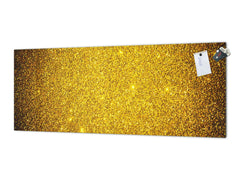 Large format horizontal backsplash - magnetic and non magnetic tempered glass: Golden glitter