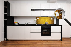 Large format horizontal backsplash - magnetic and non magnetic tempered glass: Golden glitter