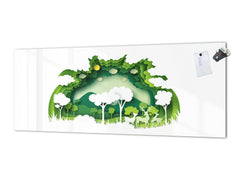 Large format horizontal backsplash - magnetic and non magnetic tempered glass: 3D paper ecology 2