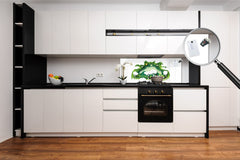 Large format horizontal backsplash - magnetic and non magnetic tempered glass: 3D paper ecology 2