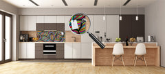 Large format horizontal backsplash - magnetic and non magnetic tempered glass: Wavy curled pattern