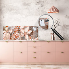 Large format horizontal backsplash - magnetic and non magnetic tempered glass: Flowering Apple trees