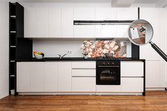 Large format horizontal backsplash - magnetic and non magnetic tempered glass: Flowering Apple trees