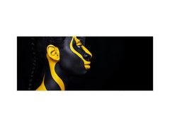 Glass splashback with metal backing - Kitchen glass panel: Black and Yellow makeup