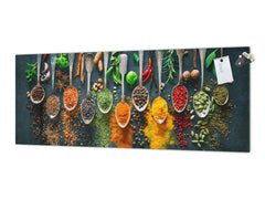 Salpicadero de vidrio con respaldo de metal - Panel de vidrio para cocina: Hierbas de colores