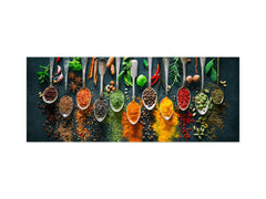 Salpicadero de vidrio con respaldo de metal - Panel de vidrio para cocina: Hierbas de colores